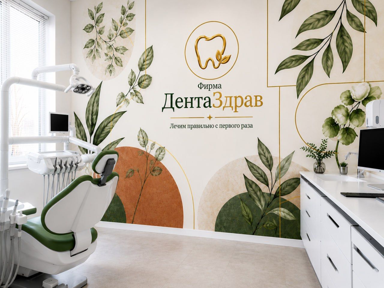 Печать на стене в медицинском центре — интерьерная графика для клиники